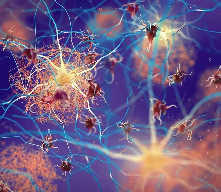 Abstract render of a microbial network representing the oral microbiome