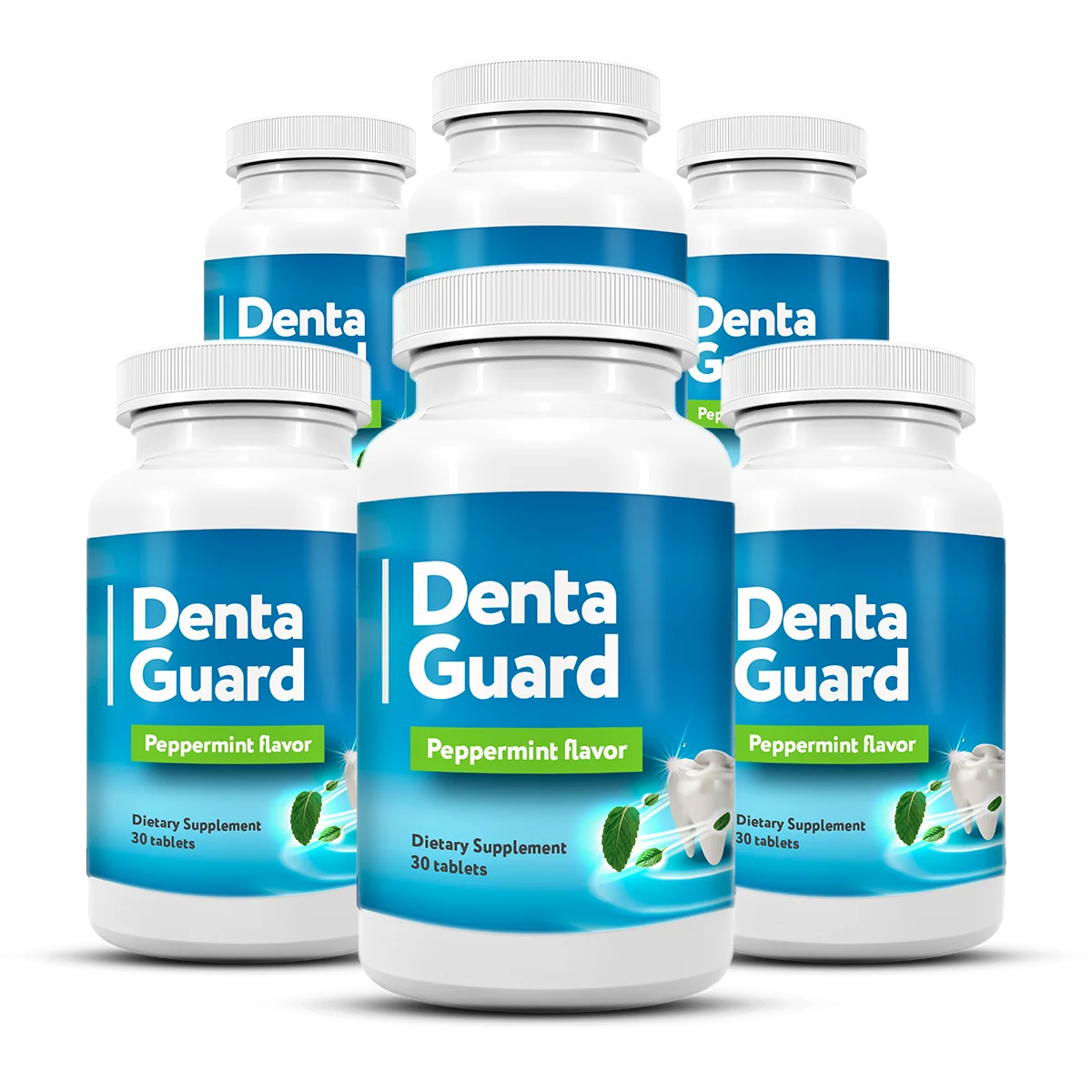 Six-bottle best-value package of Denta Guard oral probiotic tablets with free shipping